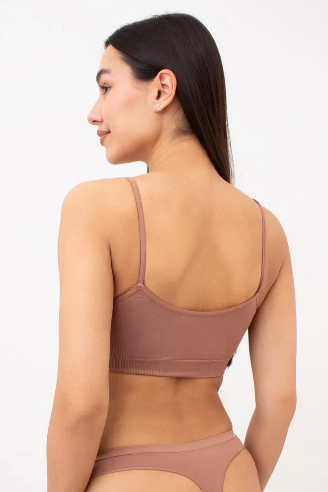 Бесшовный топ на тонких бретелях CAMI TOP Giulia (mokko), коричневый