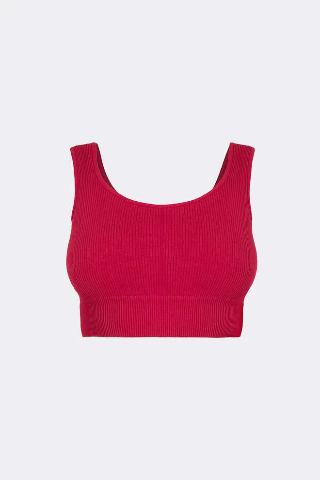 Бесшовный топ в рубчик на широких бретелях TOP RIB Giulia (winterberry), красный