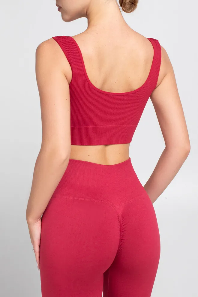 Бесшовный топ в рубчик на широких бретелях TOP RIB Giulia (winterberry), красный