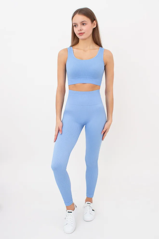 Бесшовный топ в рубчик на широких бретелях TOP RIB Giulia (lacecap hydrangea), голубой