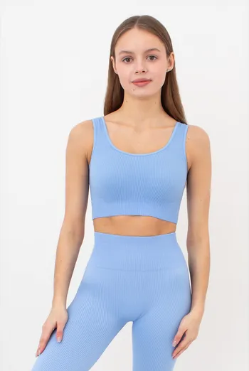 Бесшовный топ в рубчик на широких бретелях TOP RIB Giulia (lacecap hydrangea), голубой