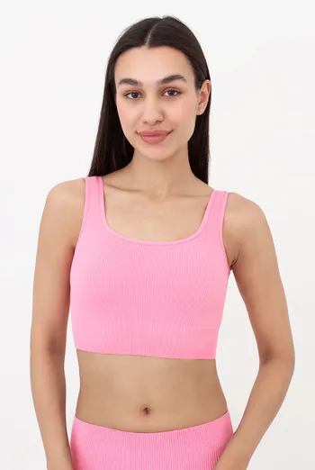 Бесшовный топ в рубчик на широких бретелях TOP RIB Giulia (rosa pink), розовый