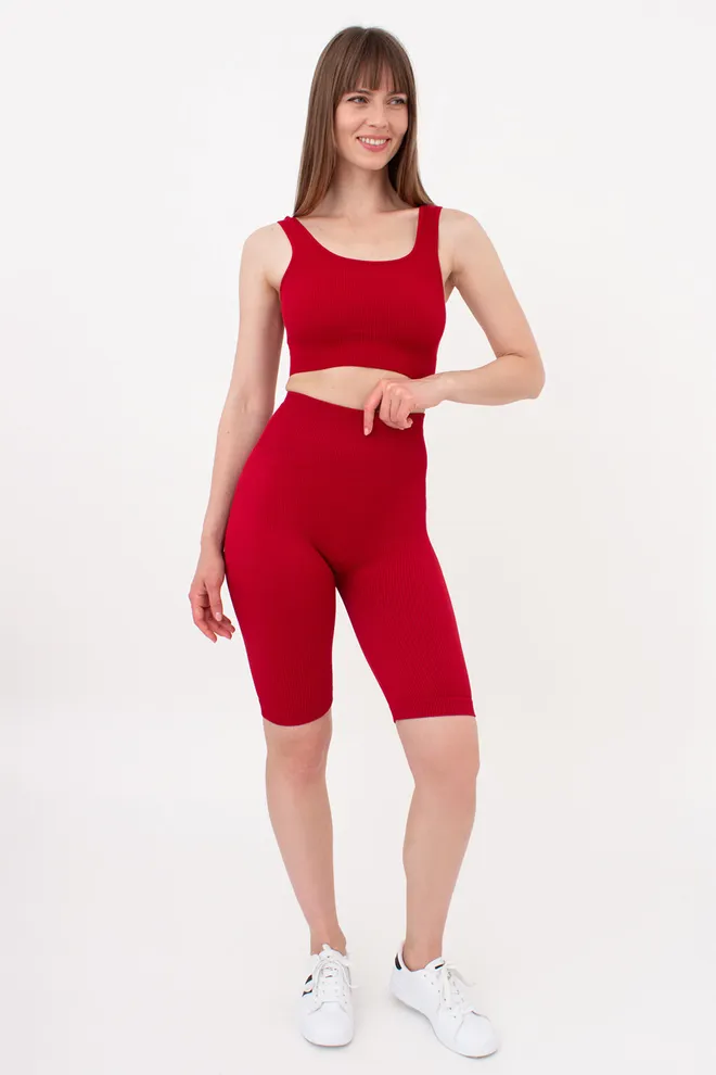 Безшовний топ в рубчик на широких бретелях TOP RIB Giulia (winery), бордовий