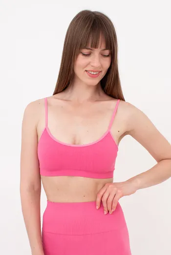 Бесшовный топ в рубчик на тонких бретелях CAMI TOP RIB Giulia (bubblegum), розовый
