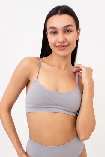 Бесшовный топ в рубчик на тонких бретелях CAMI TOP RIB Giulia (griffin), серый