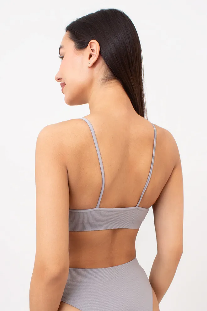 Бесшовный топ в рубчик на тонких бретелях CAMI TOP RIB Giulia (griffin), серый