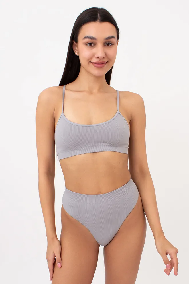 Бесшовный топ в рубчик на тонких бретелях CAMI TOP RIB Giulia (griffin), серый