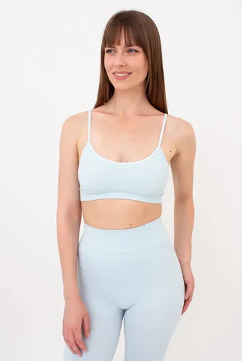 Бесшовный топ в рубчик на тонких бретелях CAMI TOP RIB Giulia (spun sugar), голубой