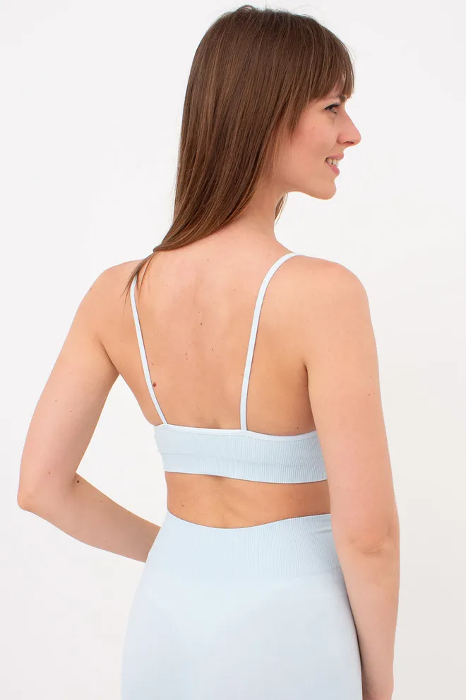 Бесшовный топ в рубчик на тонких бретелях CAMI TOP RIB Giulia (spun sugar), голубой
