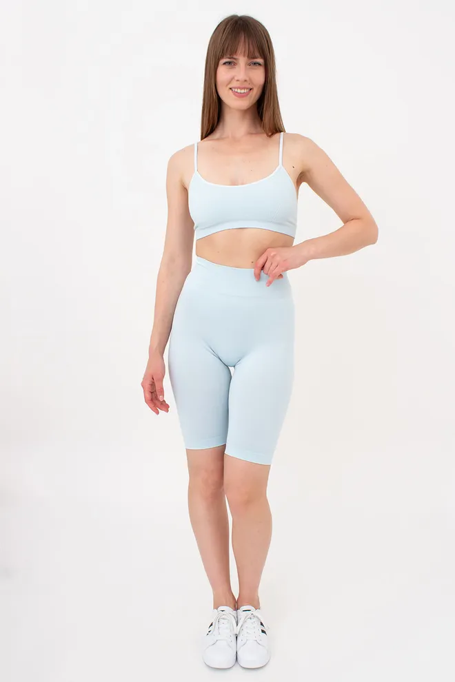 Бесшовный топ в рубчик на тонких бретелях CAMI TOP RIB Giulia (spun sugar), голубой