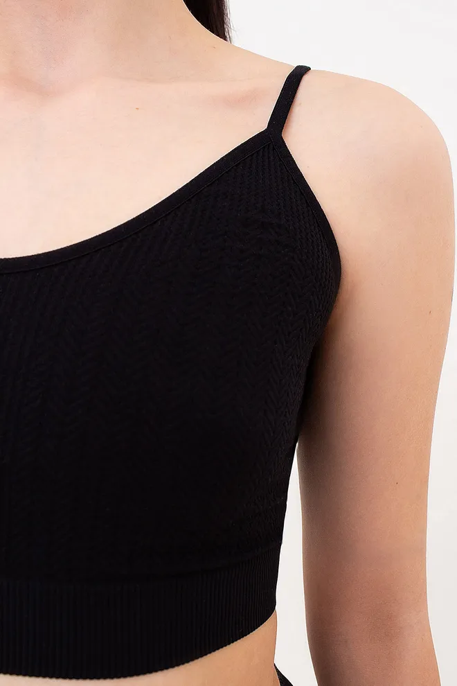 Бесшовный топ с фактурным узором косичка CAMI TOP BRAID Giulia (black), черный
