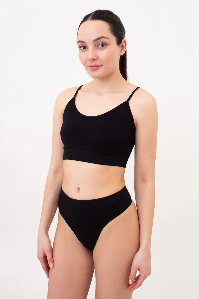 Бесшовный топ с фактурным узором косичка CAMI TOP BRAID Giulia (black), черный