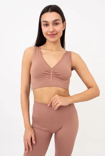 Бесшовный топ с push-up TOP SHAPE Giulia (mokko), коричневый