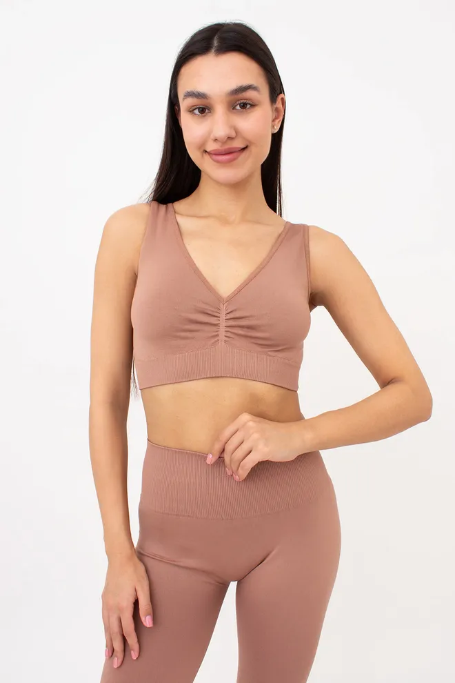 Бесшовный топ с push-up TOP SHAPE Giulia (mokko), коричневый