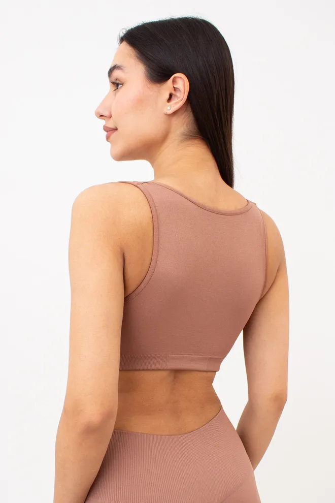 Бесшовный топ с push-up TOP SHAPE Giulia (mokko), коричневый