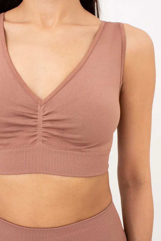 Бесшовный топ с push-up TOP SHAPE Giulia (mokko), коричневый