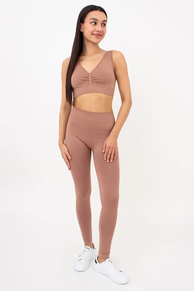 Бесшовный топ с push-up TOP SHAPE Giulia (mokko), коричневый