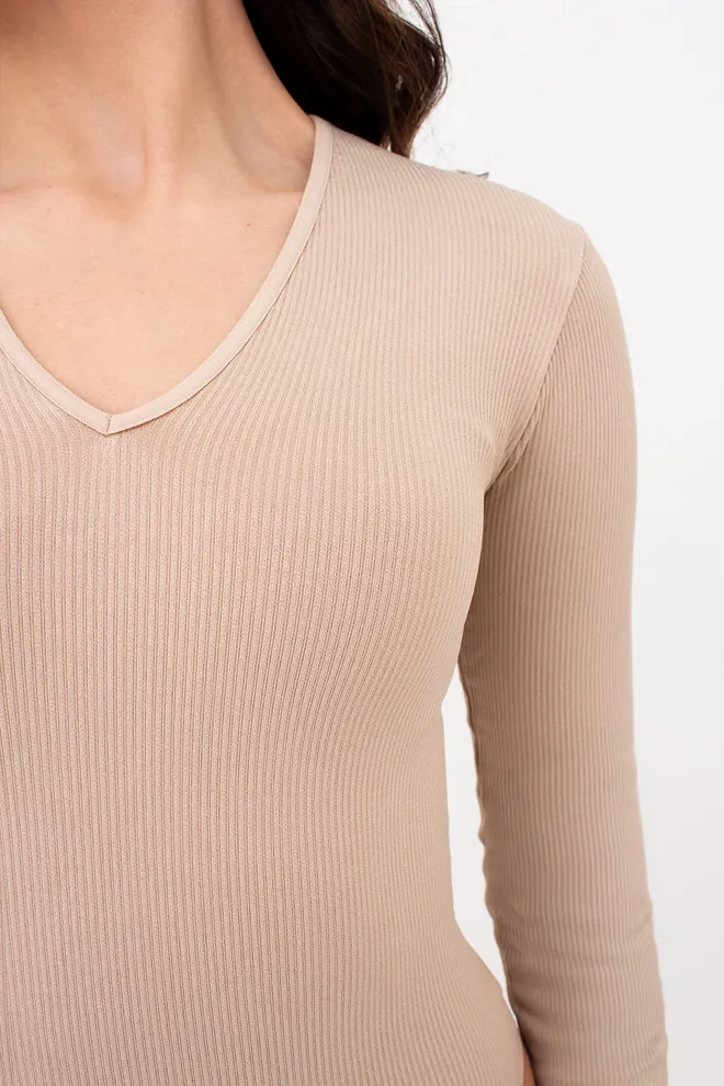 Боди лонгслив бесшовное в рубчик BODY LONG SLEEVE RIB Giulia (naturale), бежевый