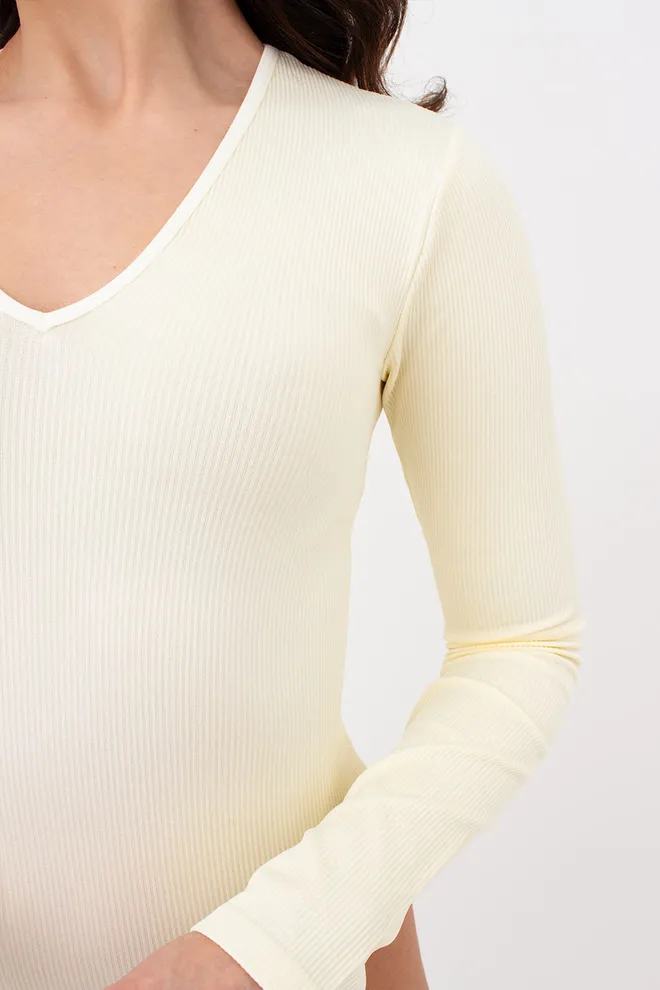 Боди лонгслив бесшовное в рубчик BODY LONG SLEEVE RIB Giulia (vanilla), желтый