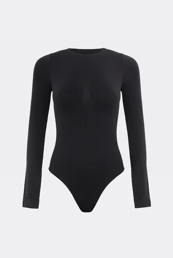 Бесшовное боди BODY LONGSLEEVE Giulia (black), черный