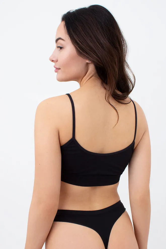 Бесшовный топ на тонких бретелях CAMI TOP Giulia (black), черный