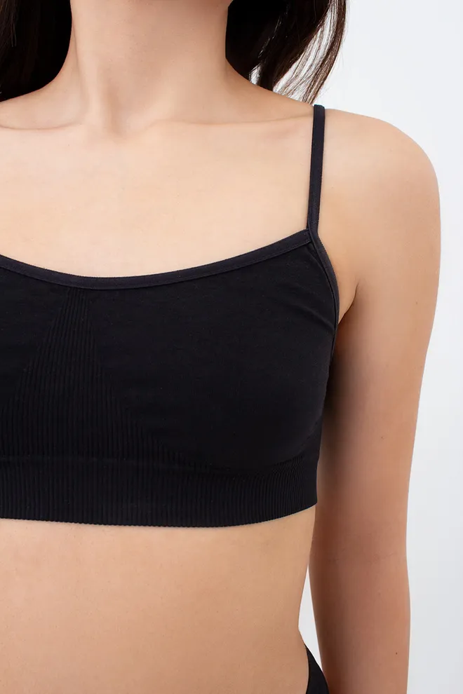 Бесшовный топ на тонких бретелях CAMI TOP Giulia (black), черный