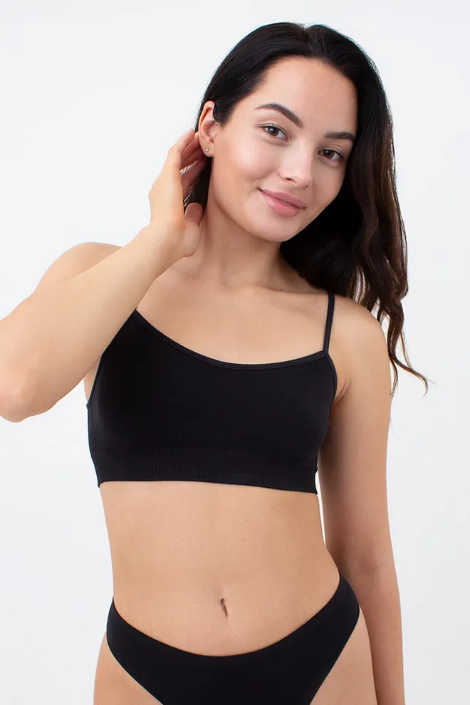 Бесшовный топ на тонких бретелях CAMI TOP Giulia (black), черный