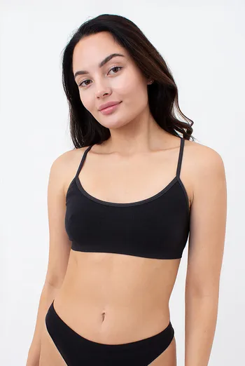 Бесшовный топ в рубчик на тонких бретелях CAMI TOP RIB Giulia (black), черный