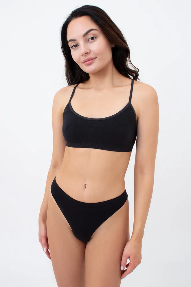 Бесшовный топ в рубчик на тонких бретелях CAMI TOP RIB Giulia (black), черный