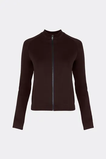 Бесшовный лонгслив с молнией JACKET Giulia (hot chocolate), коричневый Бесшовный лонгслив с молнией JACKET Giulia (hot chocolate), коричневый