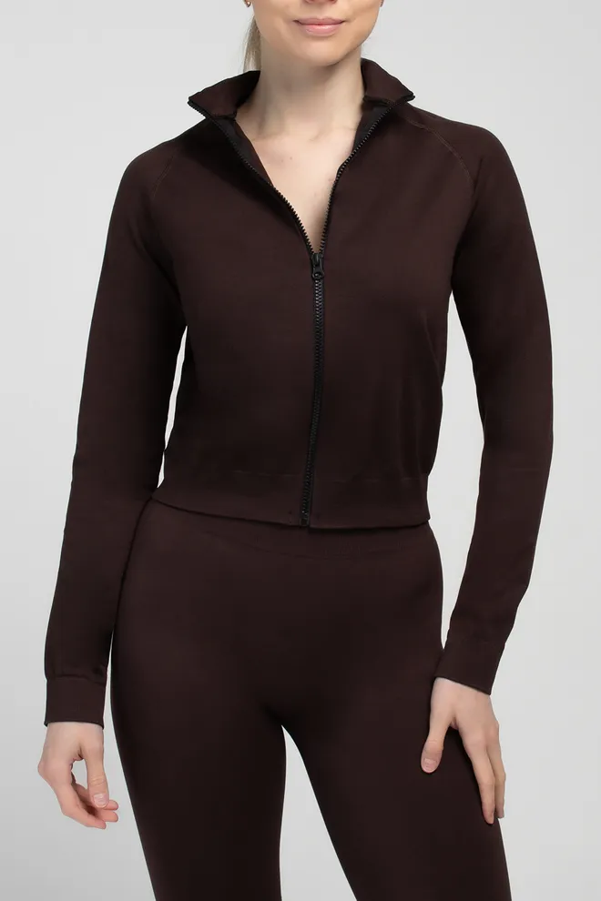 Бесшовный лонгслив с молнией JACKET Giulia (hot chocolate), коричневый