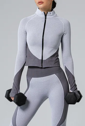 Лонгслив на молнии JACKET SPORT FIT Giulia (white/grey), белый/серый