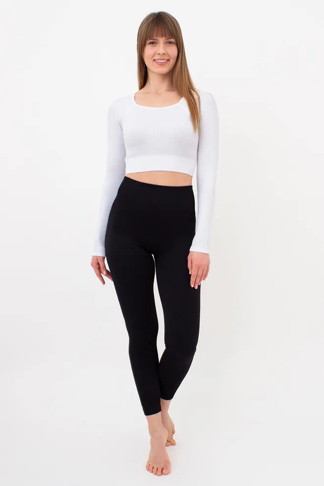 Кроп-топ лонгслив в рубчик CROP TOP RIB Giulia (white), белый