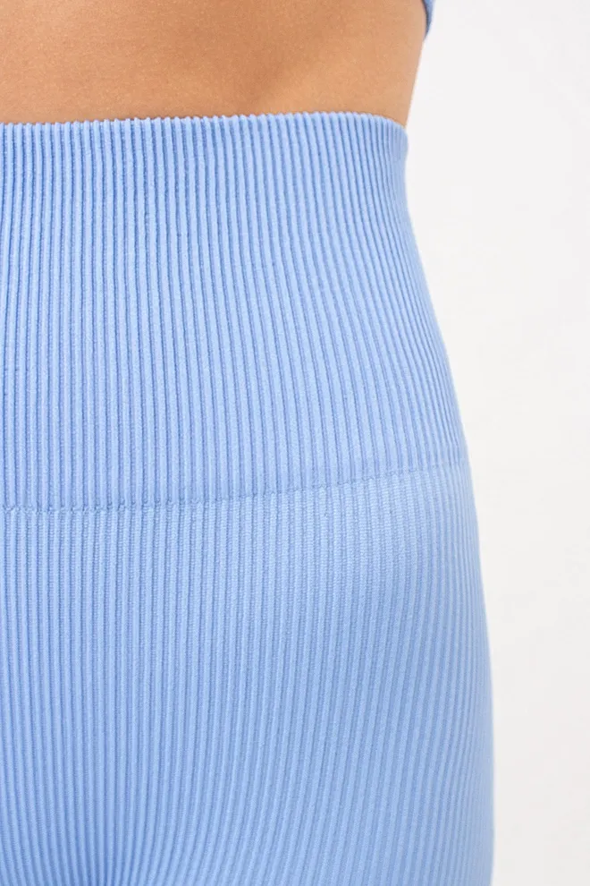 Леггинсы спортивные в рубчик с моделирующим швом LEGGINGS RIB Giulia (lacecap hydrangea), голубой