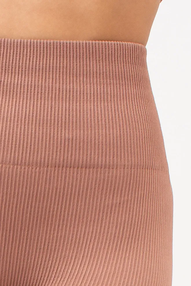 Леггинсы спортивные в рубчик с моделирующим швом LEGGINGS RIB Giulia (mokko), коричневый