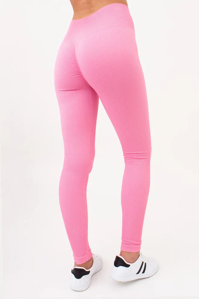 Легінси спортивні в рубчик з моделюючим швом LEGGINGS RIB Giulia (rosa pink), рожевий