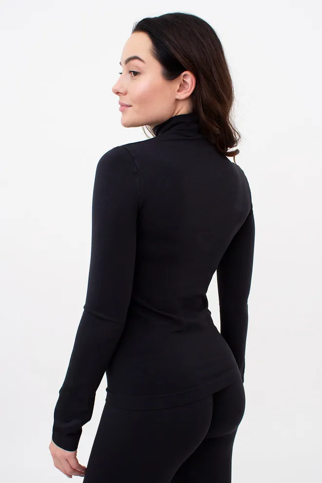 Бесшовный лонгслив с короткой горловиной LONG SLEEVE NECK Giulia (nero), черный
