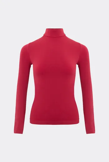 Бесшовный лонгслив с короткой горловиной LONG SLEEVE NECK Giulia (winterberry), красный