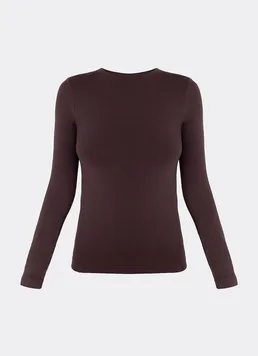 Бесшовный лонгслив LONGSLEEVE 01 Giulia (hot chocolate), коричневый