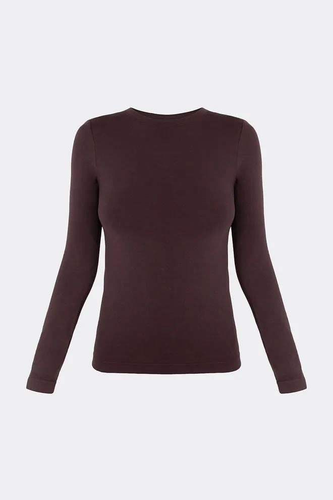 Бесшовный лонгслив LONGSLEEVE 01 Giulia (hot chocolate), коричневый