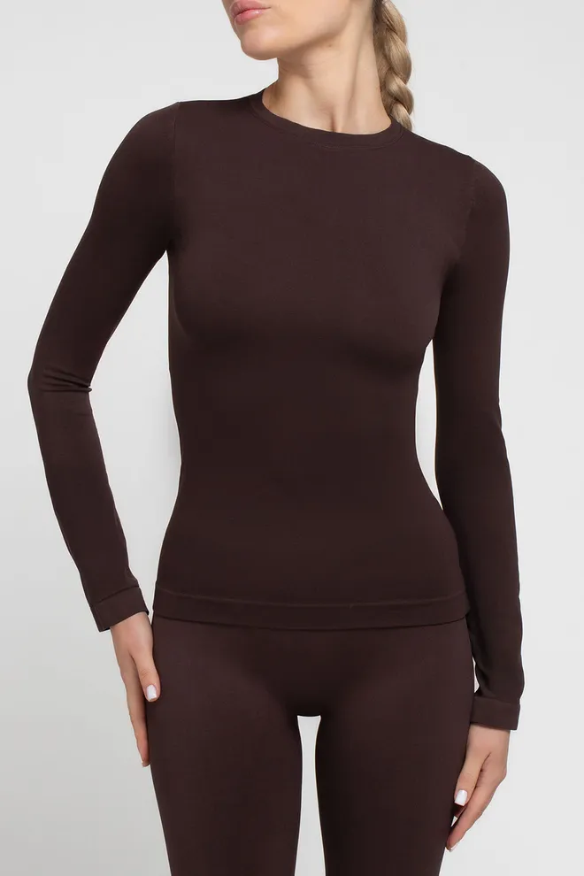 Бесшовный лонгслив LONGSLEEVE 01 Giulia (hot chocolate), коричневый
