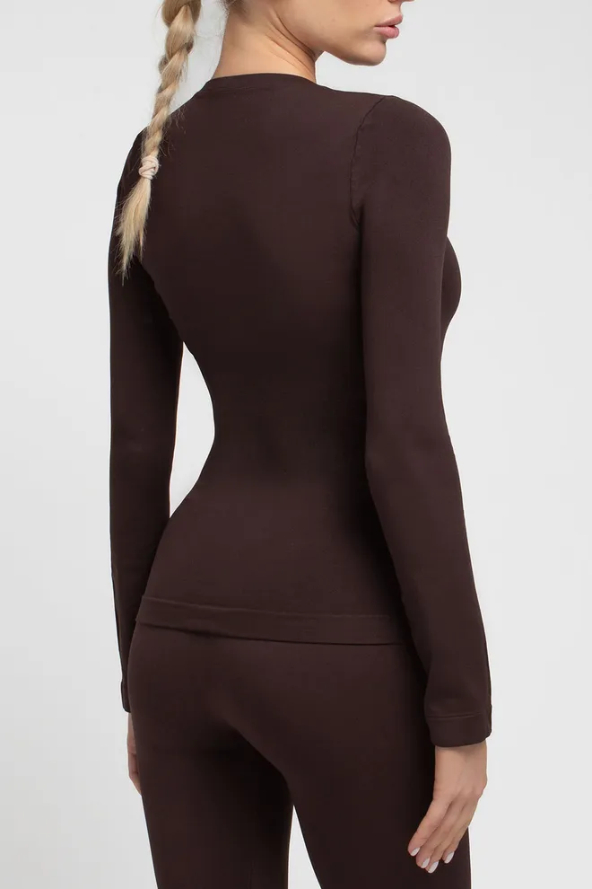Бесшовный лонгслив LONGSLEEVE 01 Giulia (hot chocolate), коричневый