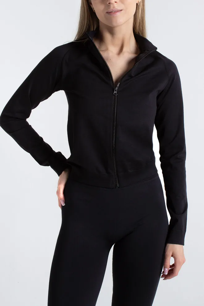 Бесшовный лонгслив с молнией JACKET Giulia (black), черный