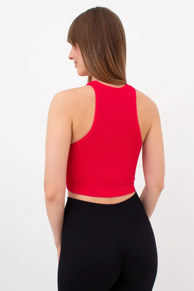 Спортивний топ в рубчик PF HALTER TOP RIB Giulia (raspberry sorbed), червоний