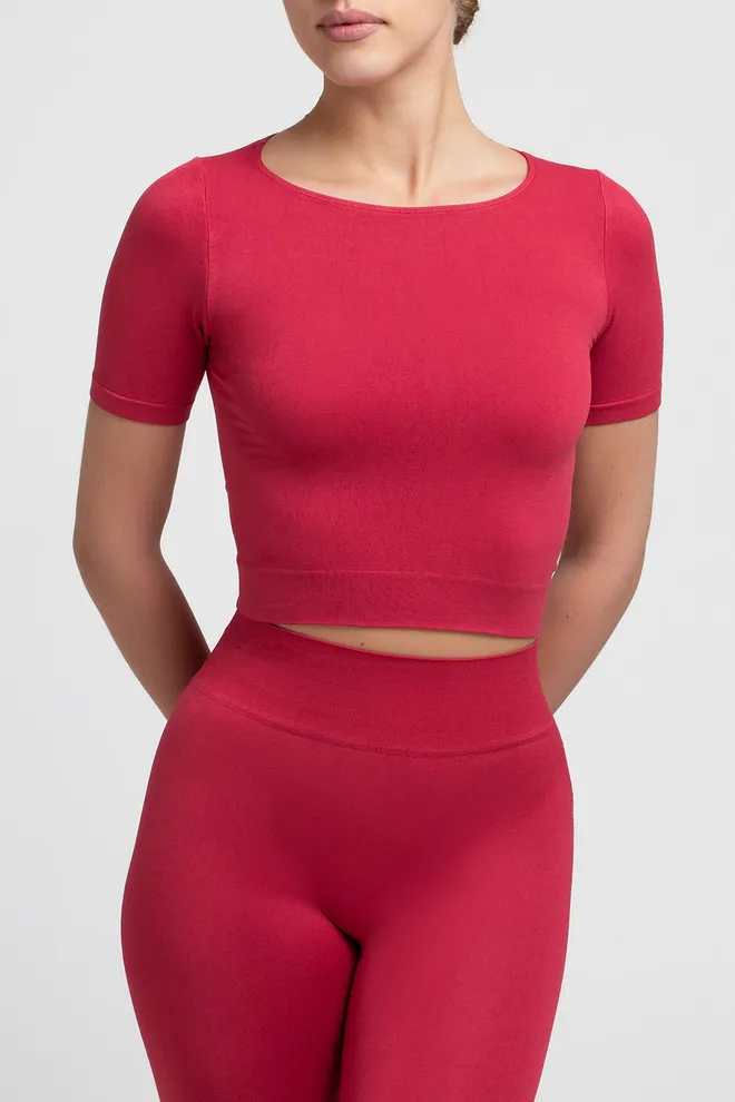 Топ с коротким рукавом CROP T-SHIRT Giulia (winterberry), красный
