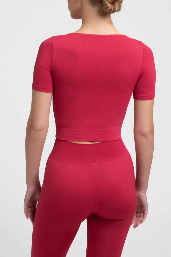 Топ с коротким рукавом CROP T-SHIRT Giulia (winterberry), красный