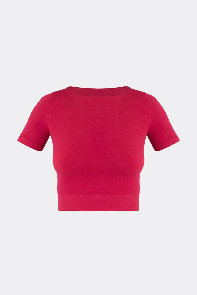 Топ с коротким рукавом CROP T-SHIRT Giulia (winterberry), красный
