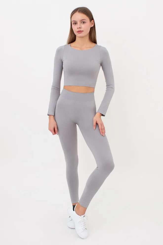 Топ укороченный с длинным рукавом CROP TOP Giulia (griffin), серый