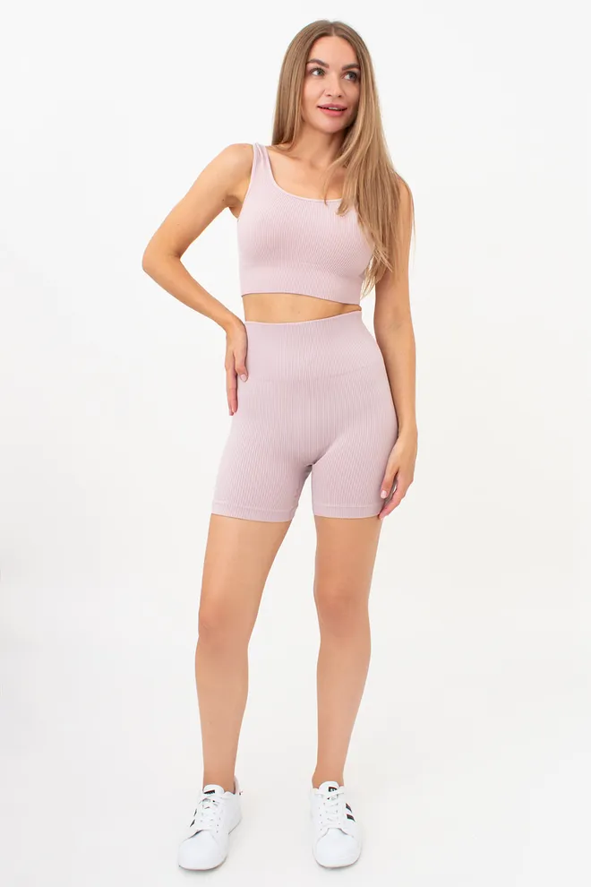 Женские бесшовные шорты в рубчик с пуш-ап эффектом SHORTS RIB SHAPE Giulia (burnished lilac), розовый