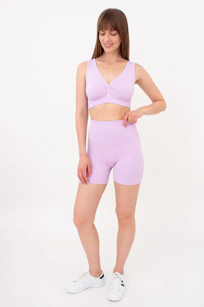 Женские бесшовные шорты в рубчик с пуш-ап эффектом SHORTS RIB SHAPE Giulia (orchid bloom), фиолетовый